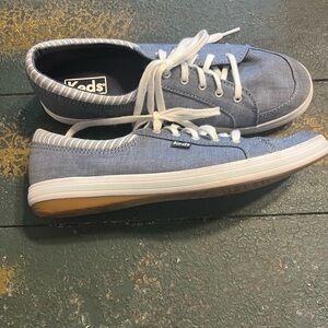 Keds Denim Blue Canvas Lace Up Shoes Sz 7